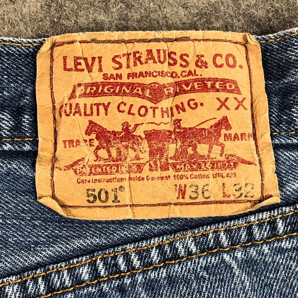 Vintage Levi's 501 Jeans Mens 36x32 (Actual 34x30) Blue Button Fly Straight - Picture 3 of 16
